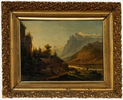 Huile du début du 20e siècle - Village alpin