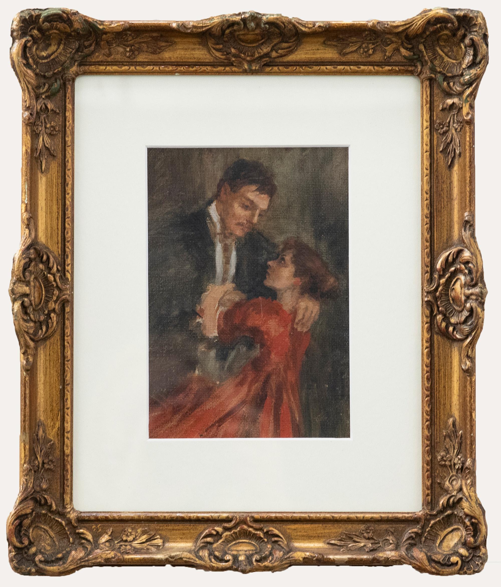 Unknown Portrait Painting - Early 20th Century Oil - An Embrace
