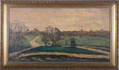 Early 20th Century Oil - An Evening Stroll Through A London Park