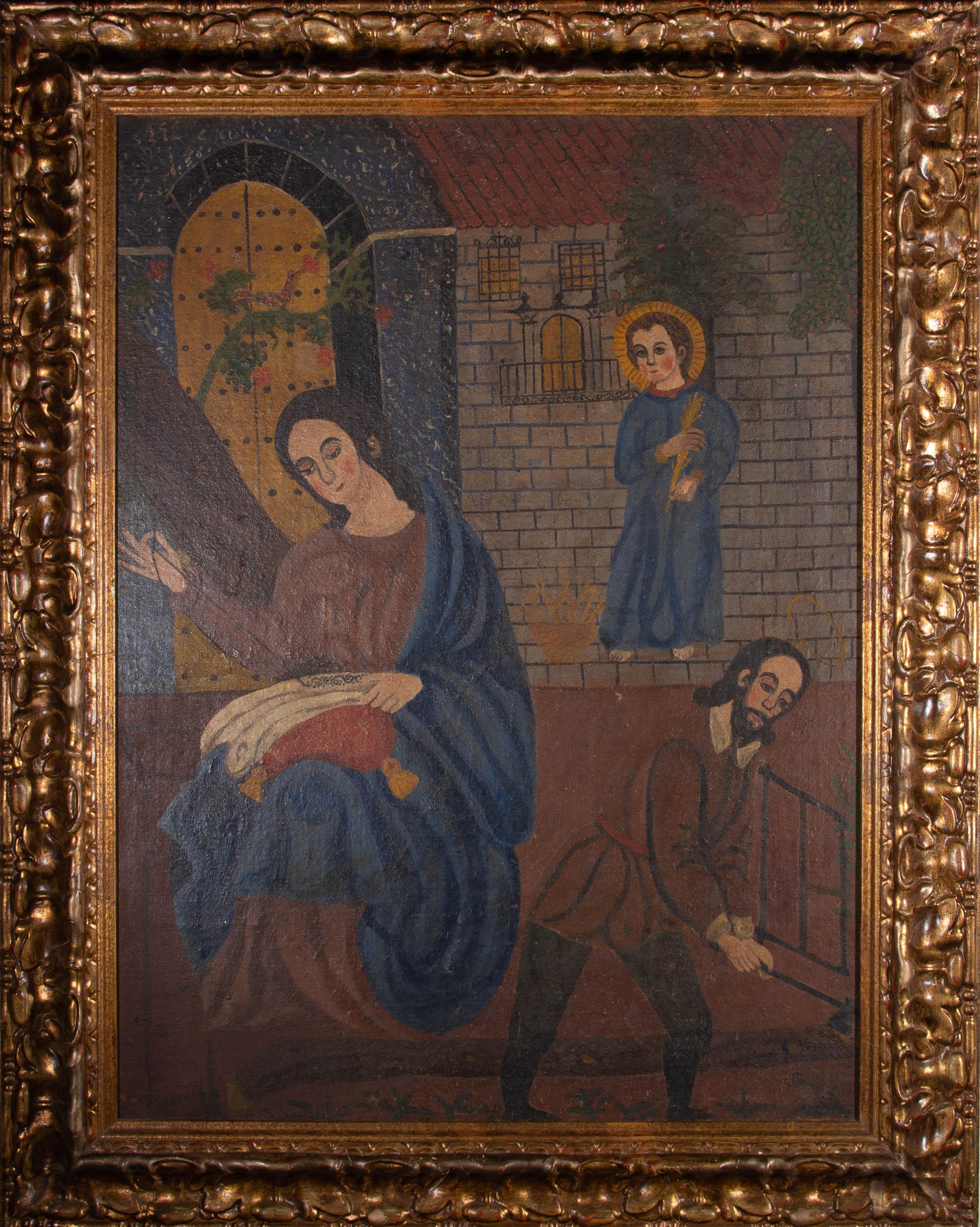 Unknown Figurative Painting - Early 20th Century Oil - Annunciation