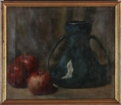 Early 20th Century Oil - Blue Jug with Apples