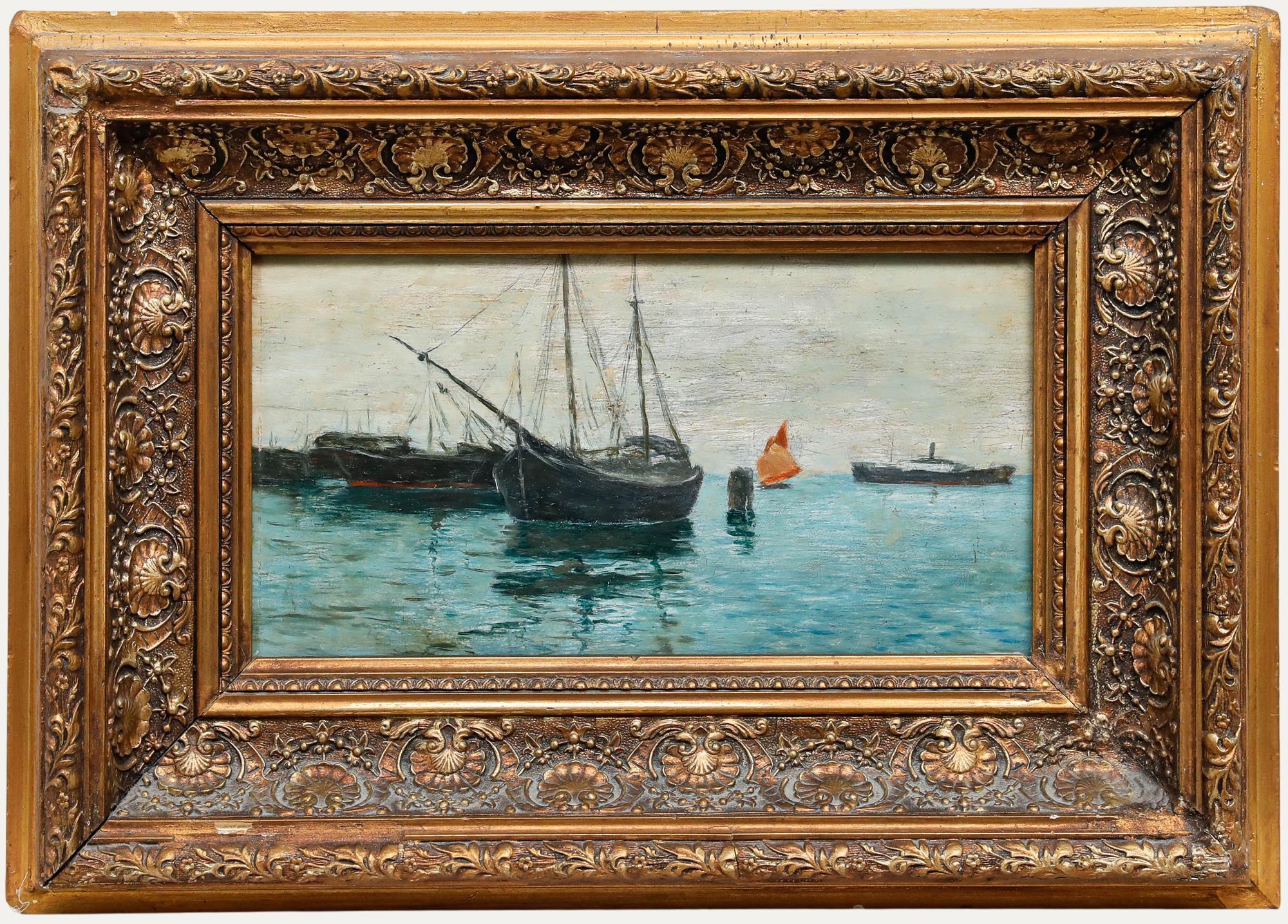 Early 20th Century Oil - Botas in the Harbour