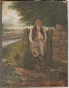 Early 20th Century Oil - Boy with Ghostly Dog