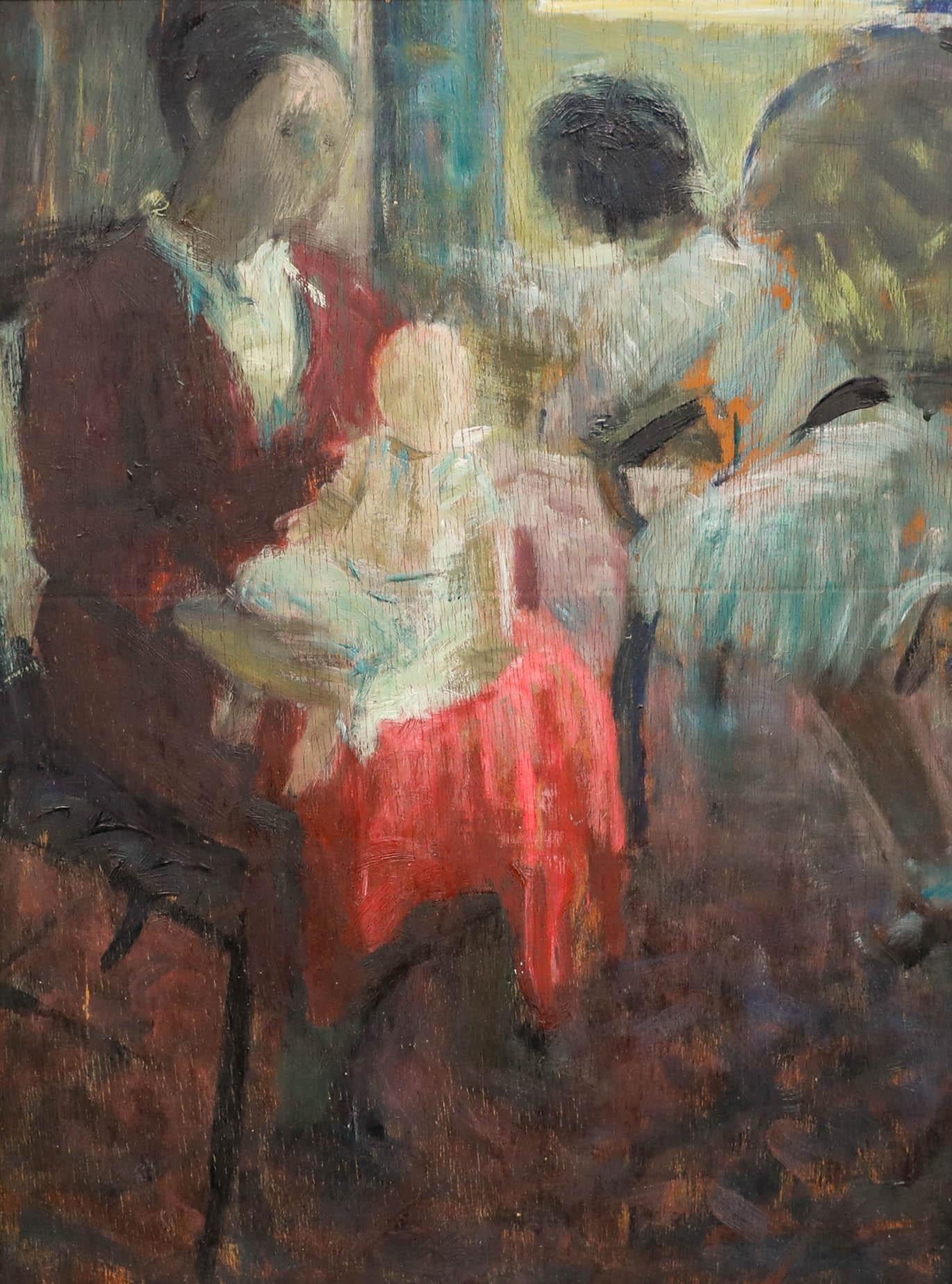 Óleo de principios del siglo XX - Escena de café - Painting de Unknown