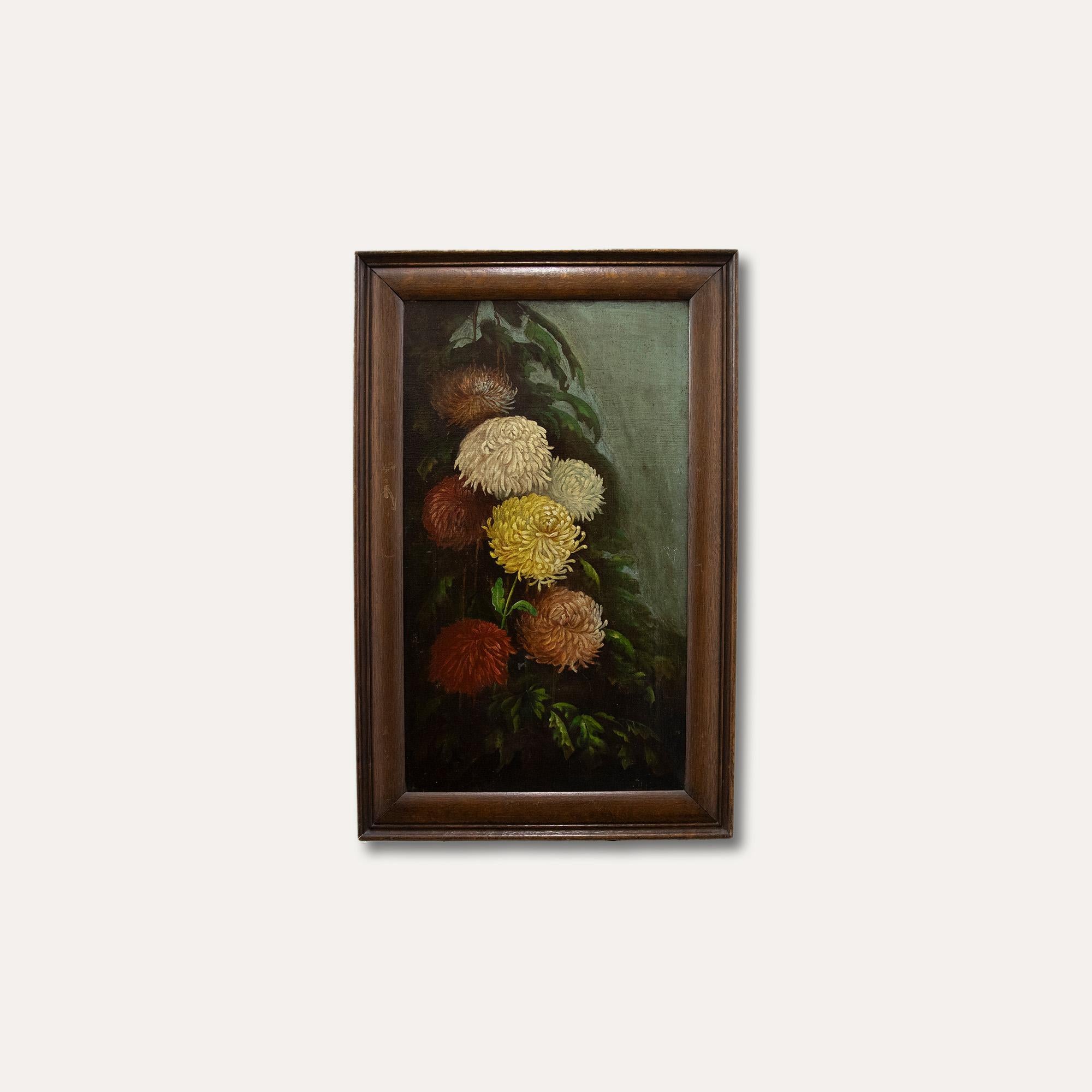Early 20th Century Oil - Chrysanthemums For Sale 1