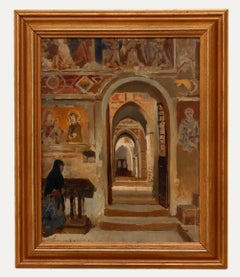 Early 20th Century Oil - Church Interior