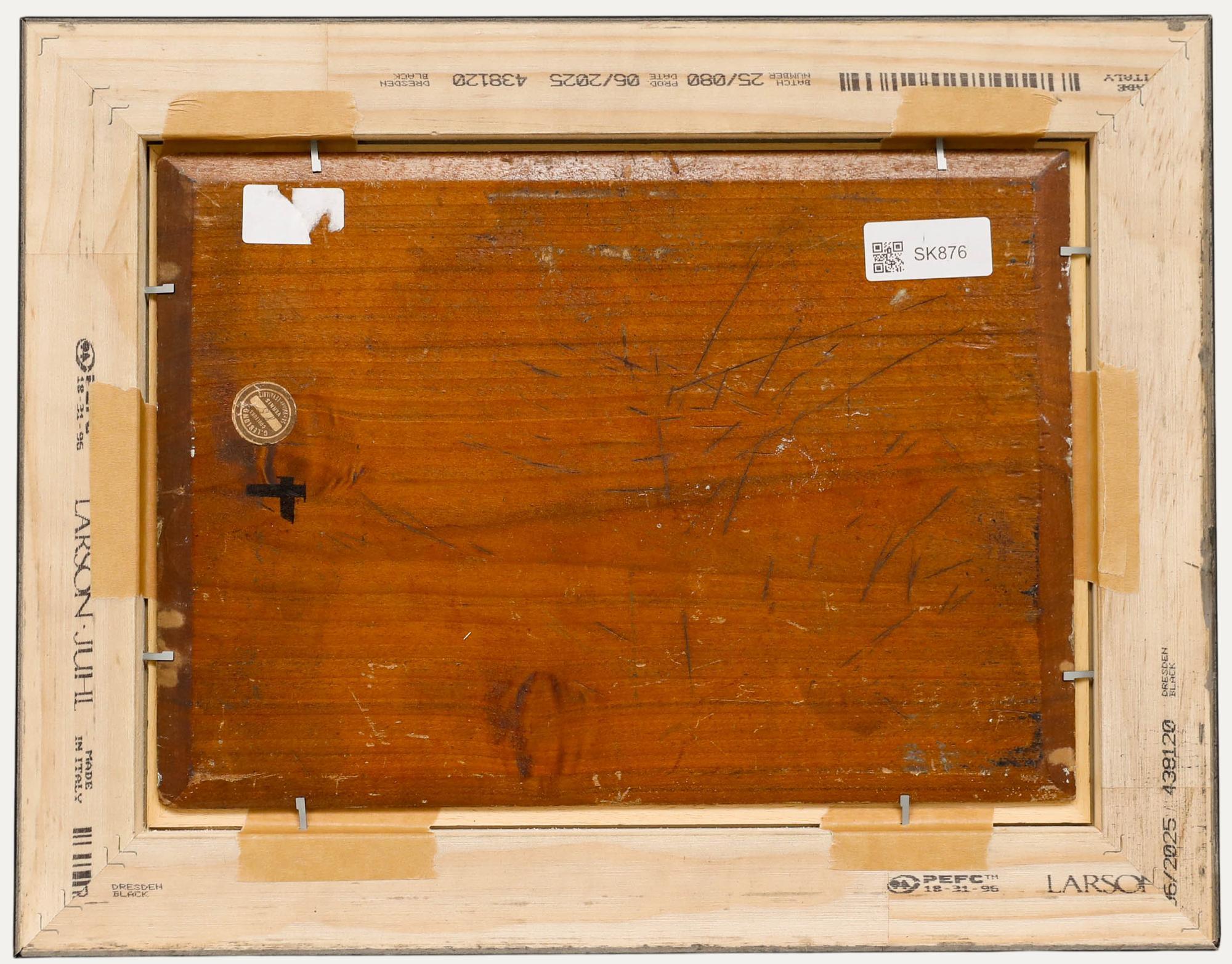 Huile du début du 20e siècle - Bouvier et bétail - Beige Landscape Painting par Unknown