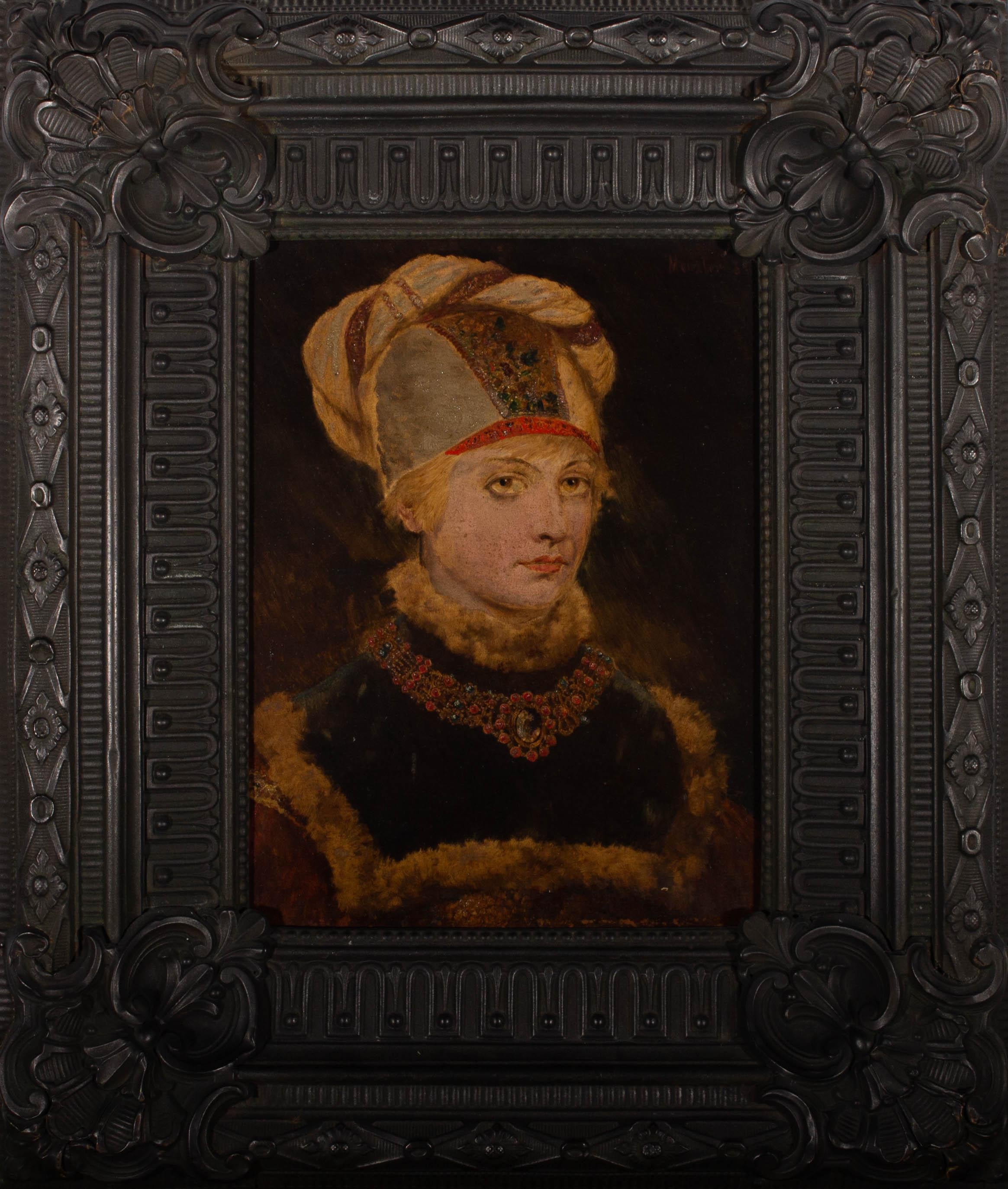 Early 20th Century Oil - Dutch Noblewoman - Painting by Unknown