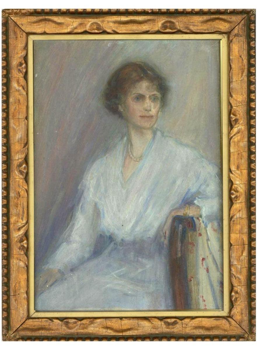 Unknown Portrait Painting - Early 20th Century Oil - Edwardian Elegance