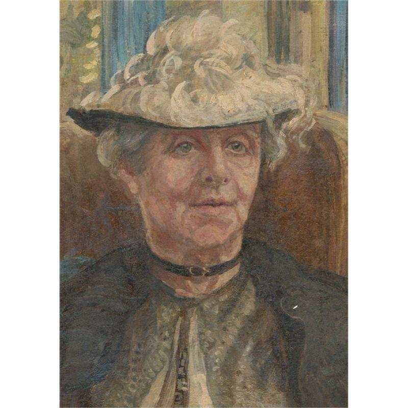 Early 20th Century Oil - Edwardian Lady - Painting by Unknown