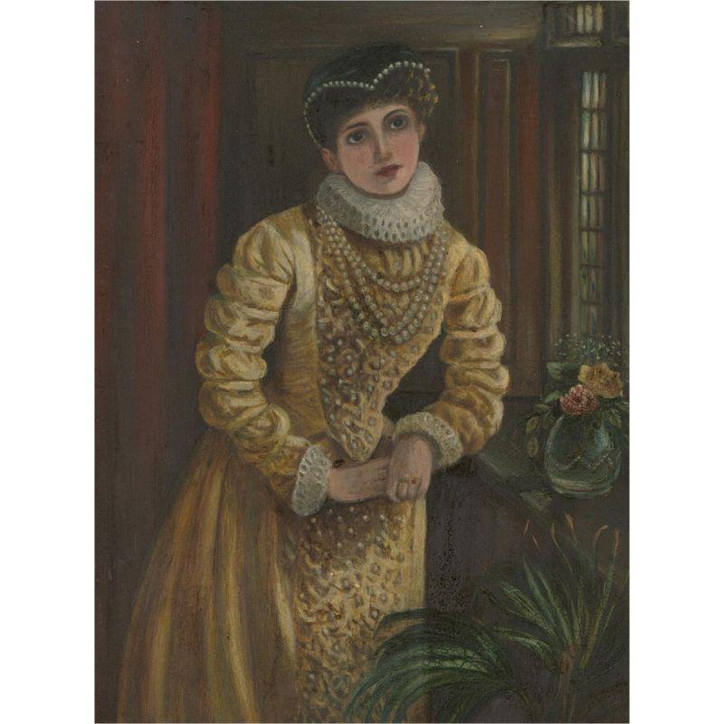 Early 20th Century Oil - Elizabethan Beauty - Painting by Unknown