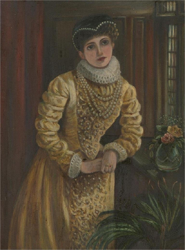 Early 20th Century Oil - Elizabethan Beauty - Painting by Unknown