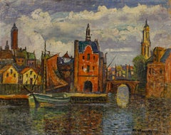 Early 20th Century Oil - Flemish BArges