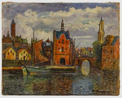Early 20th Century Oil - Flemish BArges
