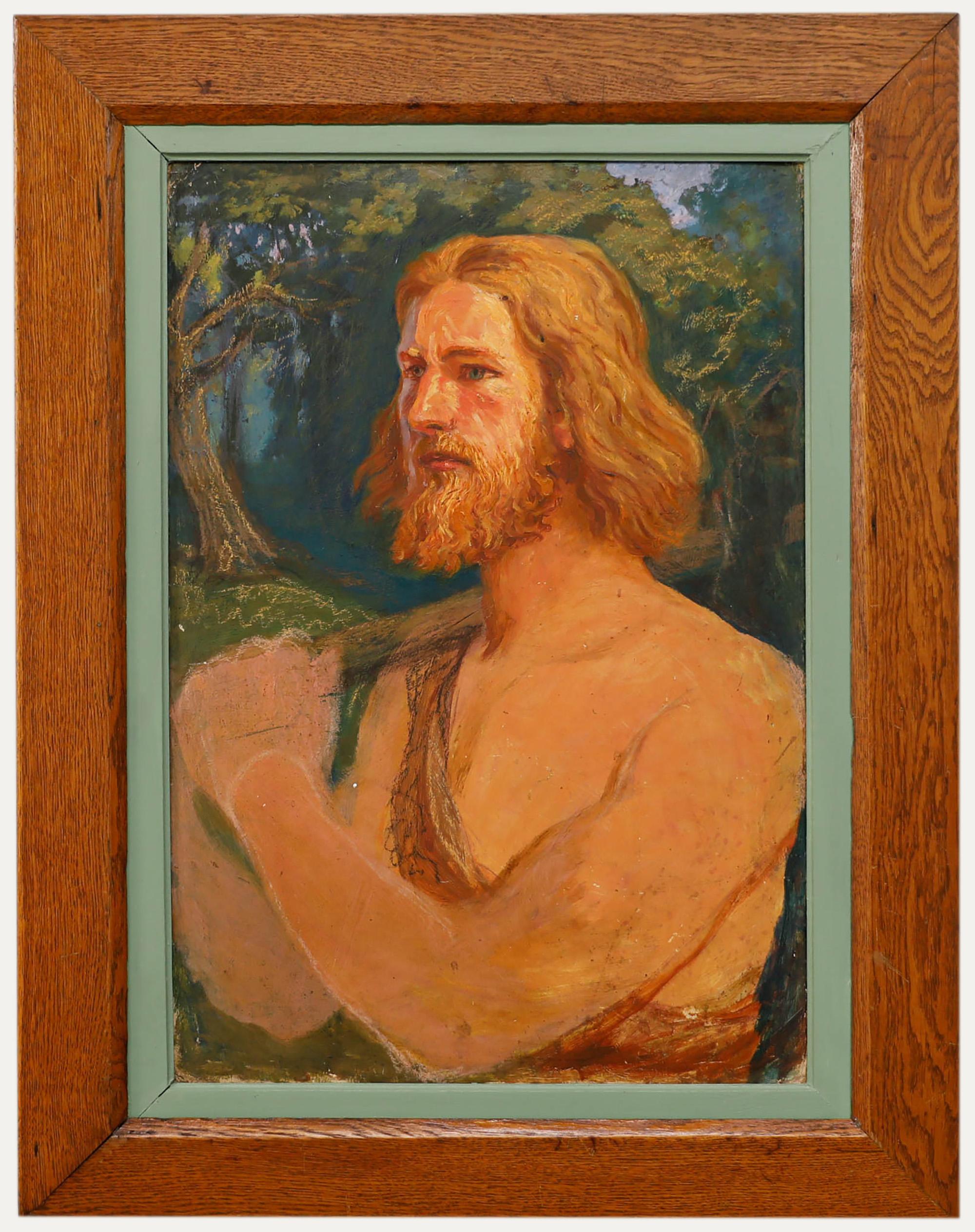Portrait Painting Unknown - Huile du début du 20e siècle - Chasseur germanique