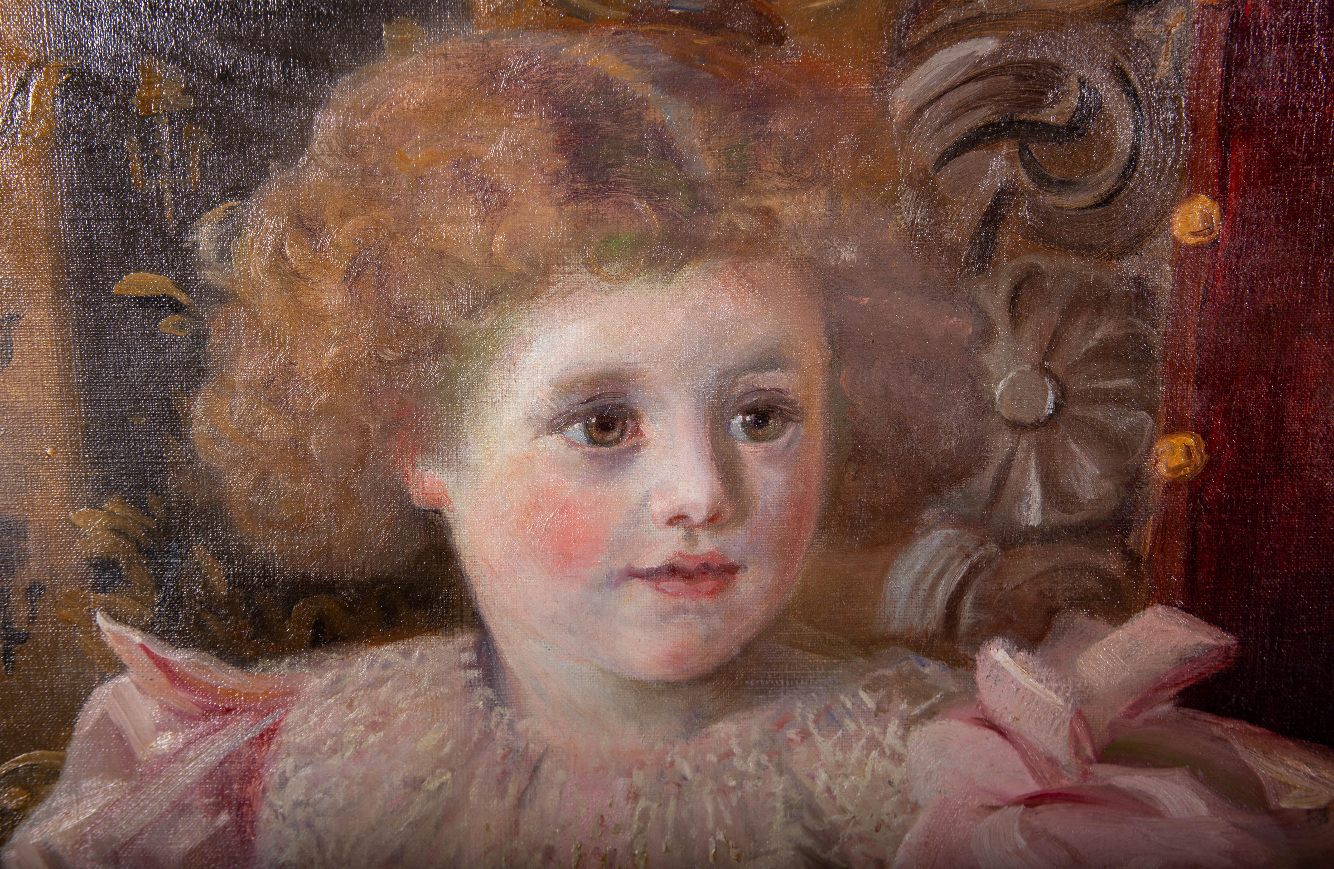 lady in pink painting