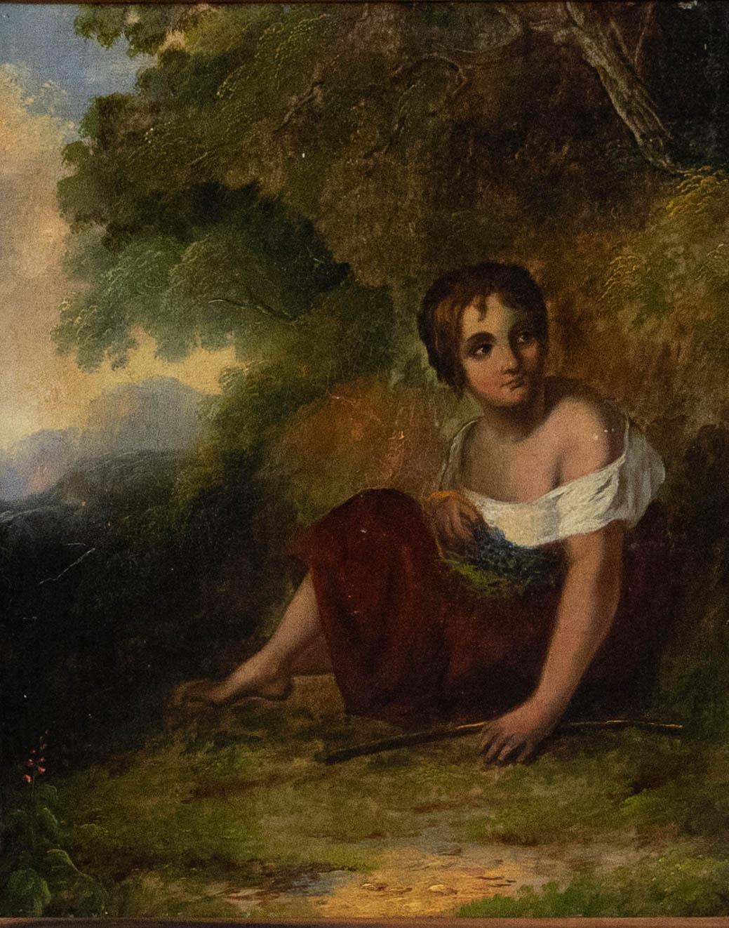 Ölgemälde des frühen 20. Jahrhunderts – Mädchen mit Schleife – Painting von Unknown