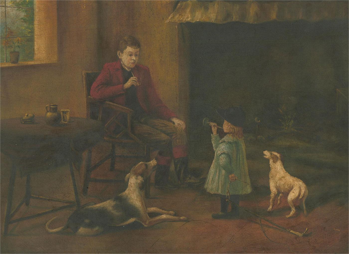 Early 20th Century Oil - Home from the Hunt - Painting by Unknown