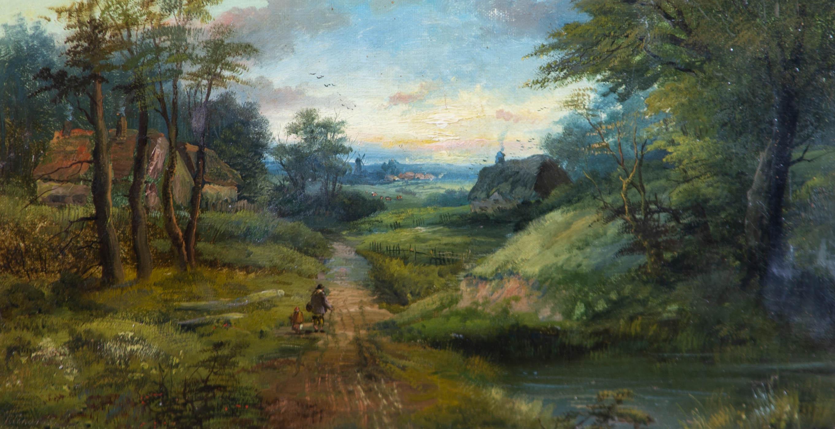 Early 20th Century Oil - Homeward - Painting by Unknown