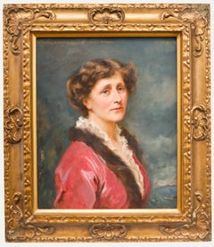 Early 20th Century Oil - Lady in Fuchsia