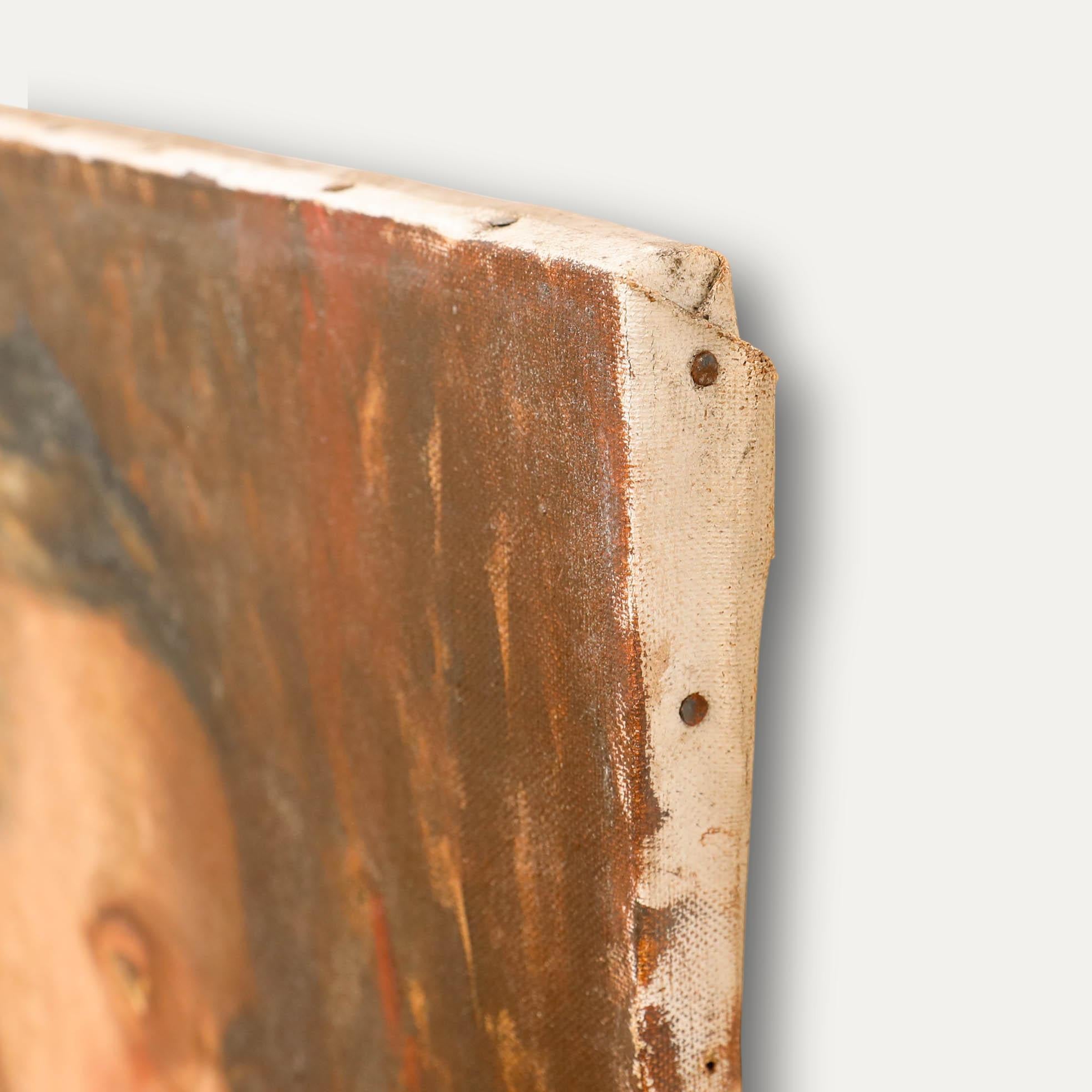 Un affascinante ritratto di inizio secolo di un'anziana signora con i capelli ben appuntati e gli occhiali sottili. Senza segno. Su tela su barelle.