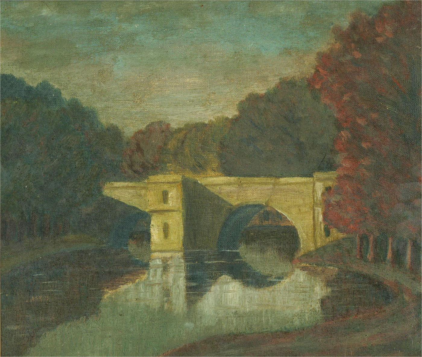 Ölgemälde des frühen 20. Jahrhunderts – Lindley Bridge – Painting von Unknown