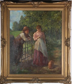 Early 20th Century Oil - Lovers at the Gate