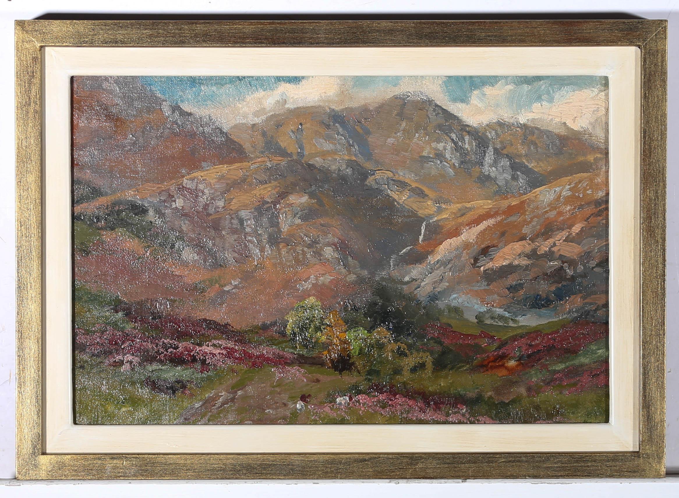 Unknown Landscape Painting - Early 20th Century Oil - Mountain Heather
