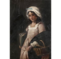 Early 20th Century Oil - Off To School