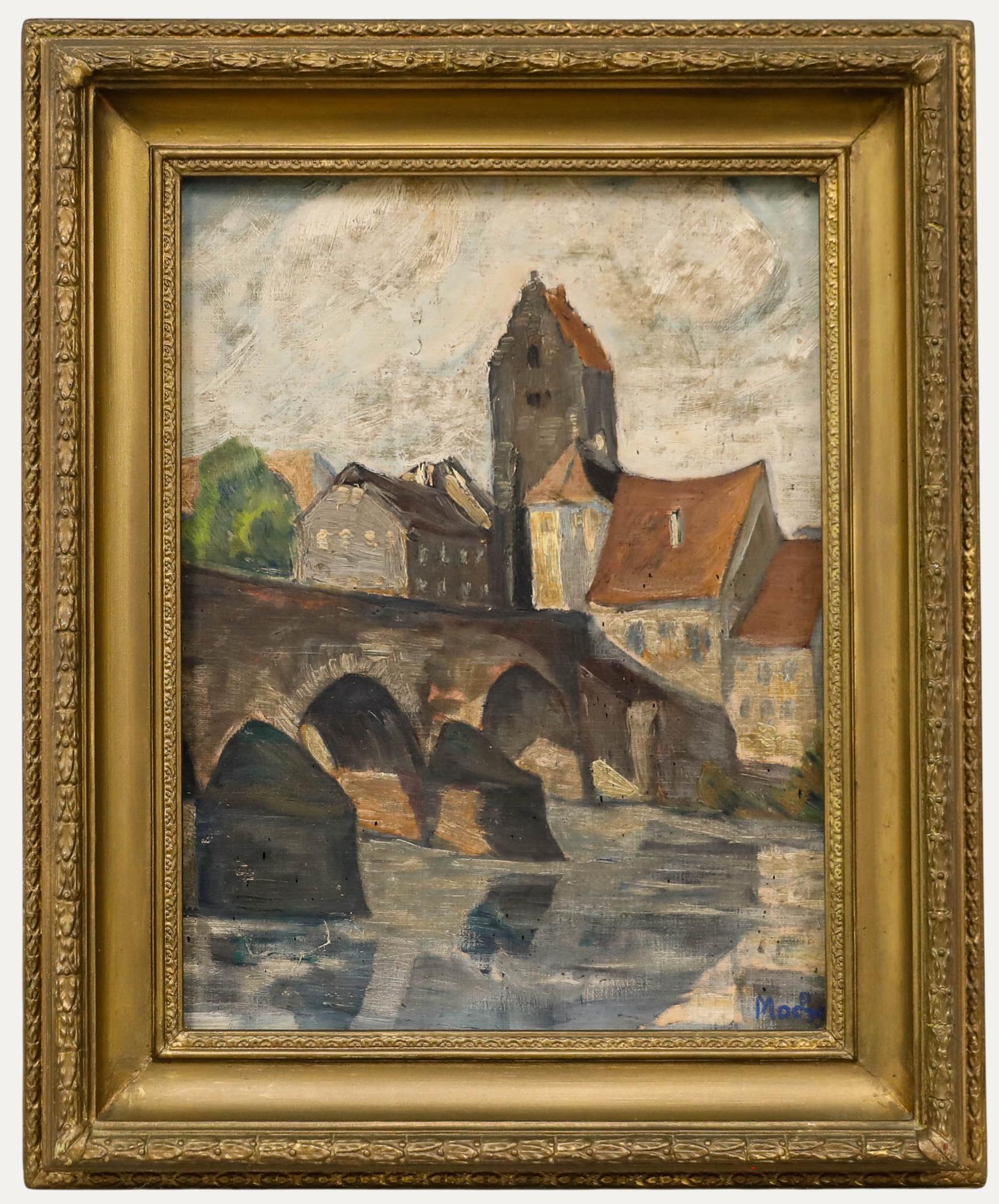 Öl aus dem frühen 20. Jahrhundert - Alte Townes-Brücke