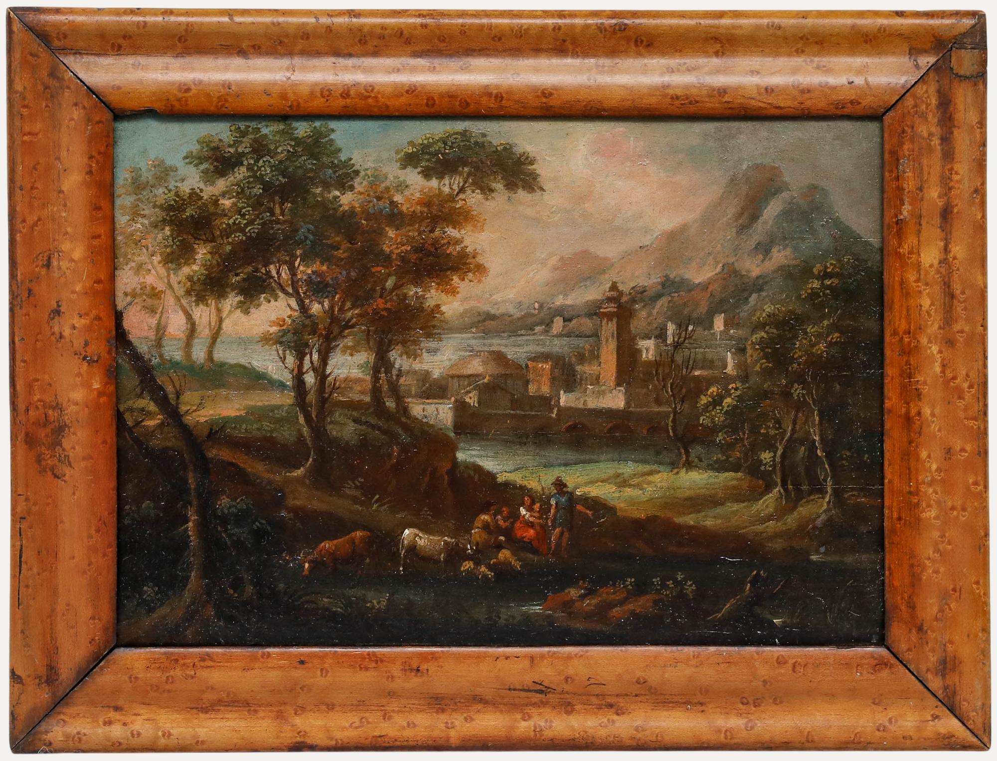 Unknown Landscape Painting - Early 20th Century Oil - Outskirts of the Coastal Town