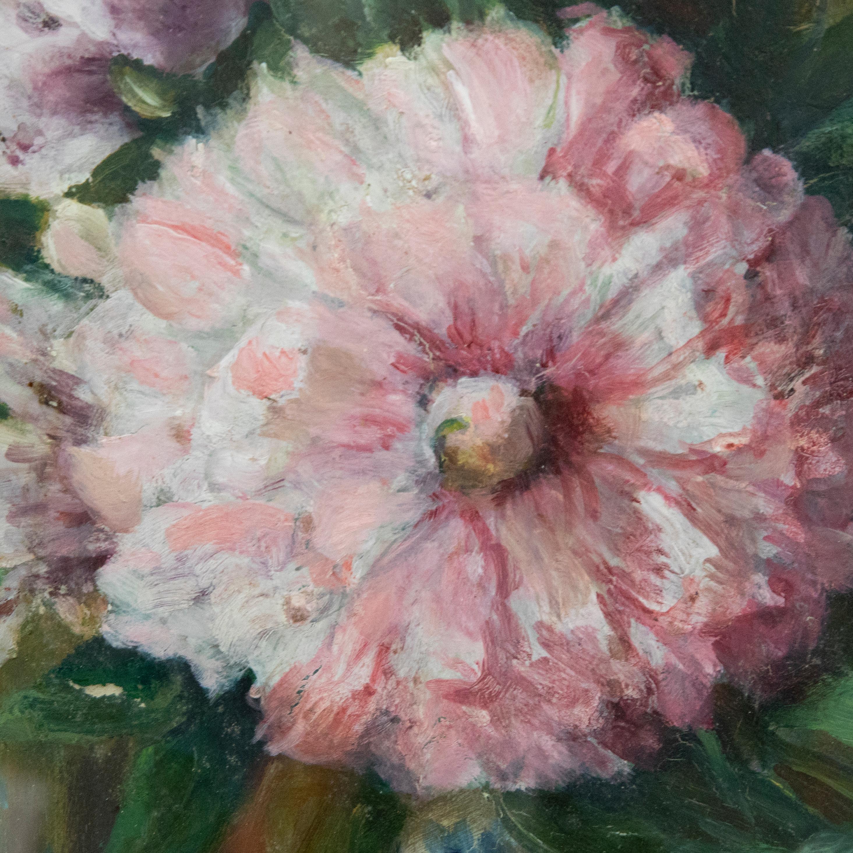 Early 20th Century Oil - Peonies For Sale 1