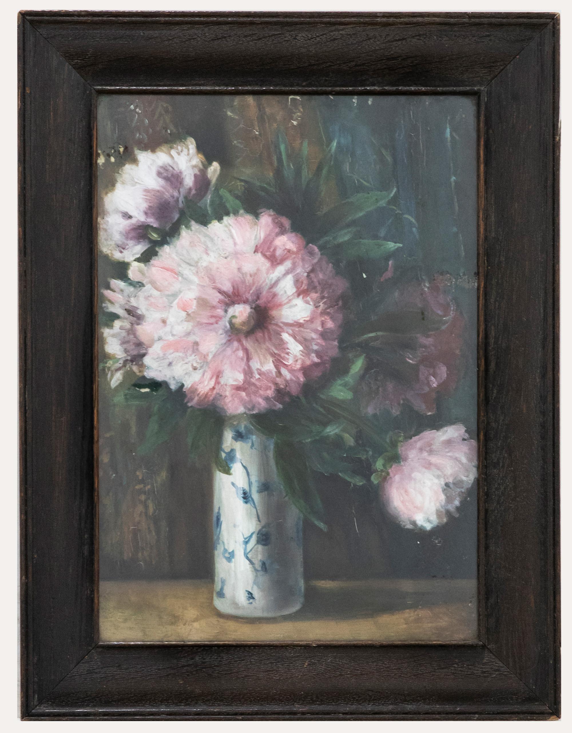 Unknown Still-Life Painting - Early 20th Century Oil - Peonies
