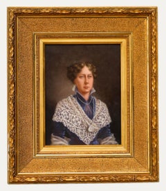 Olio dei primi del Novecento - Ritratto di una signora in pizzo