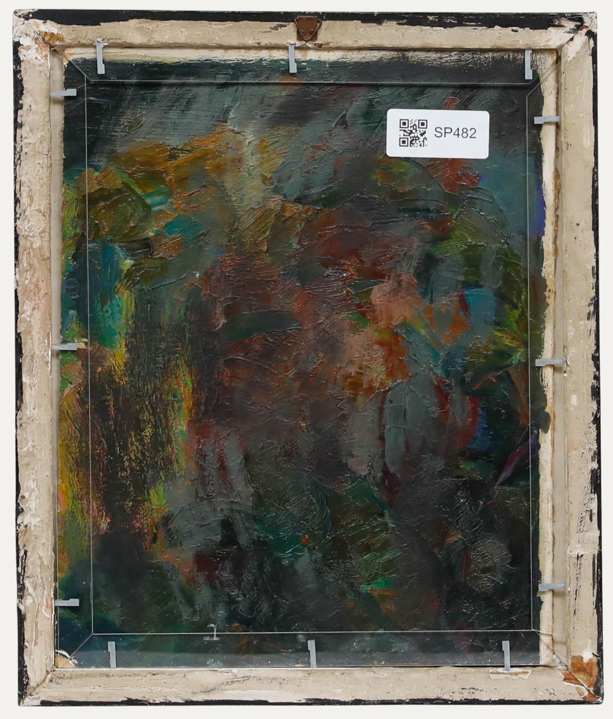 Óleo de principios del siglo XX - Retrato de un hombre fumando en pipa - Portrait Painting Negro de Unknown