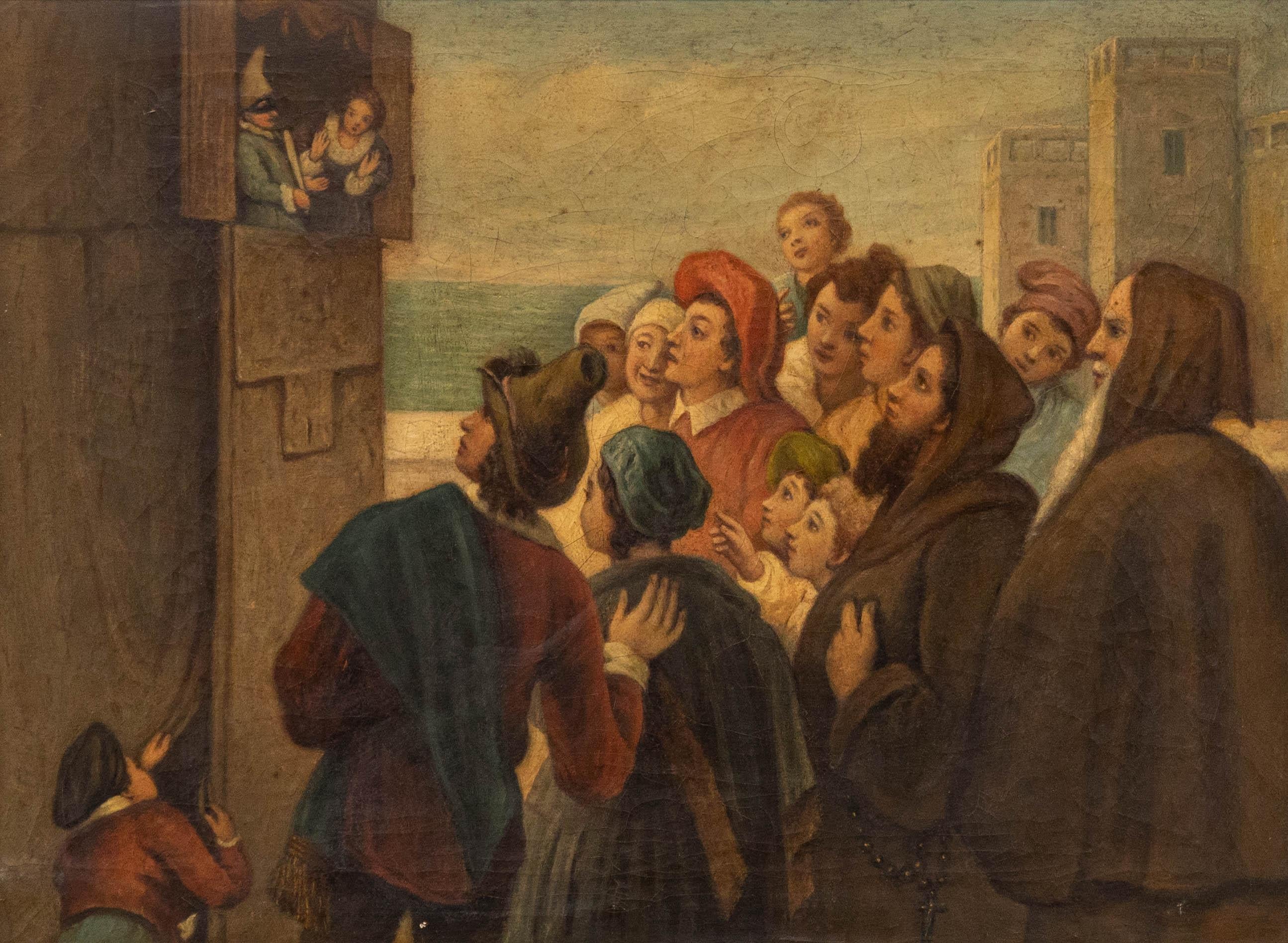 Ölgemälde des frühen 20. Jahrhunderts – Punch and Judy Show – Painting von Unknown