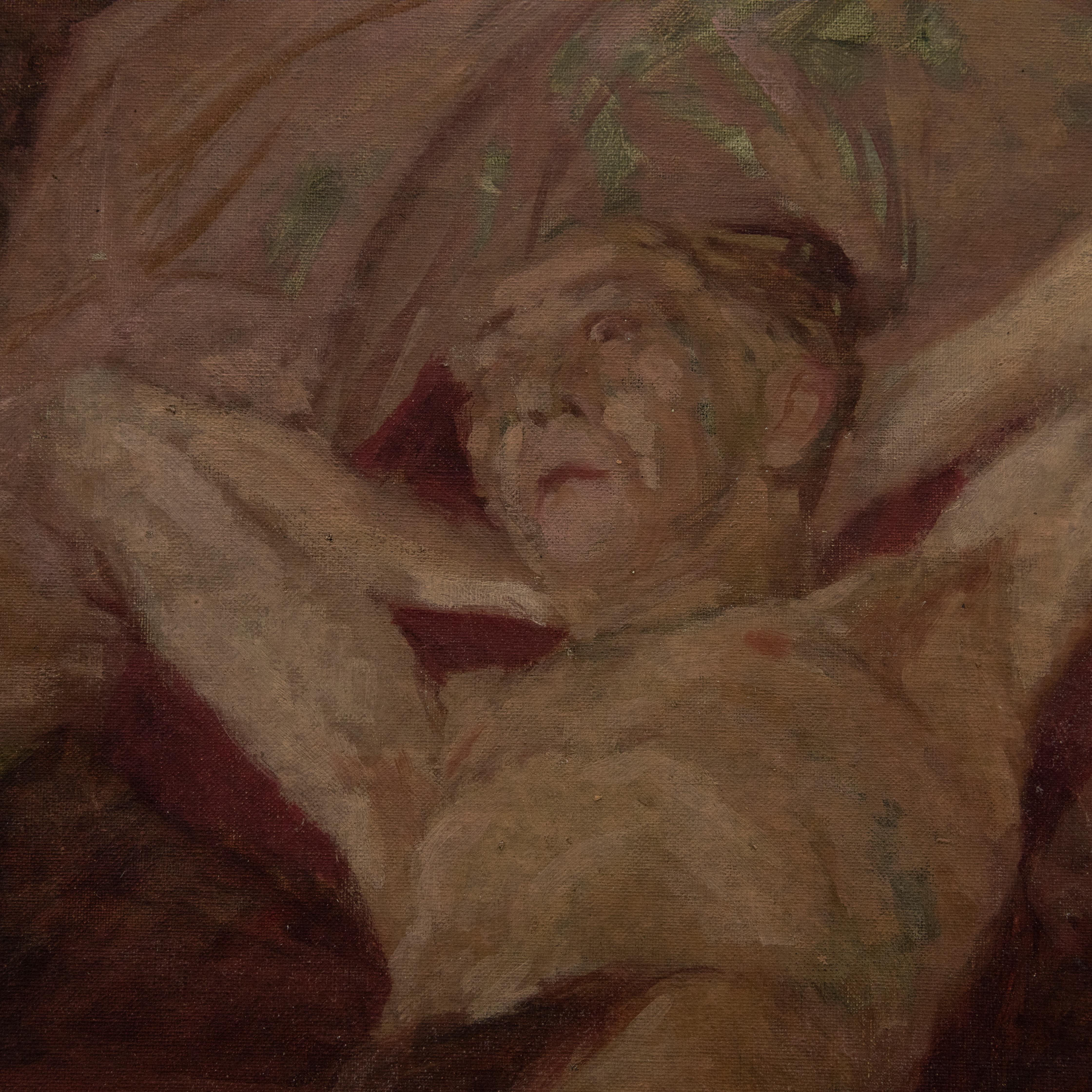 Early 20th Century Oil - Reclining Man For Sale 2