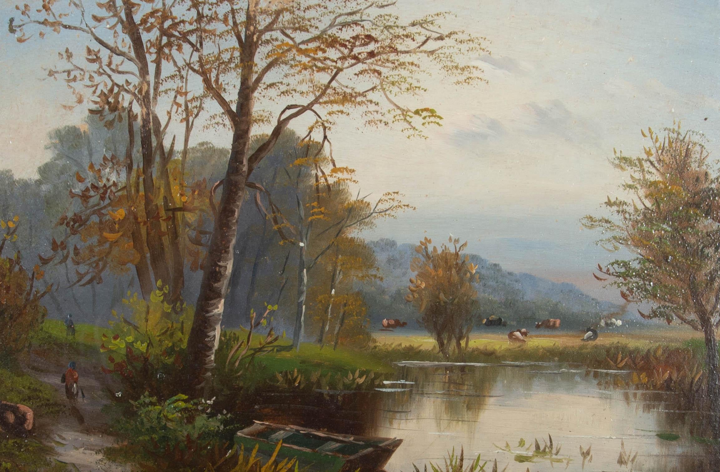 Early 20th Century Oil - River Landscape - Painting by Unknown
