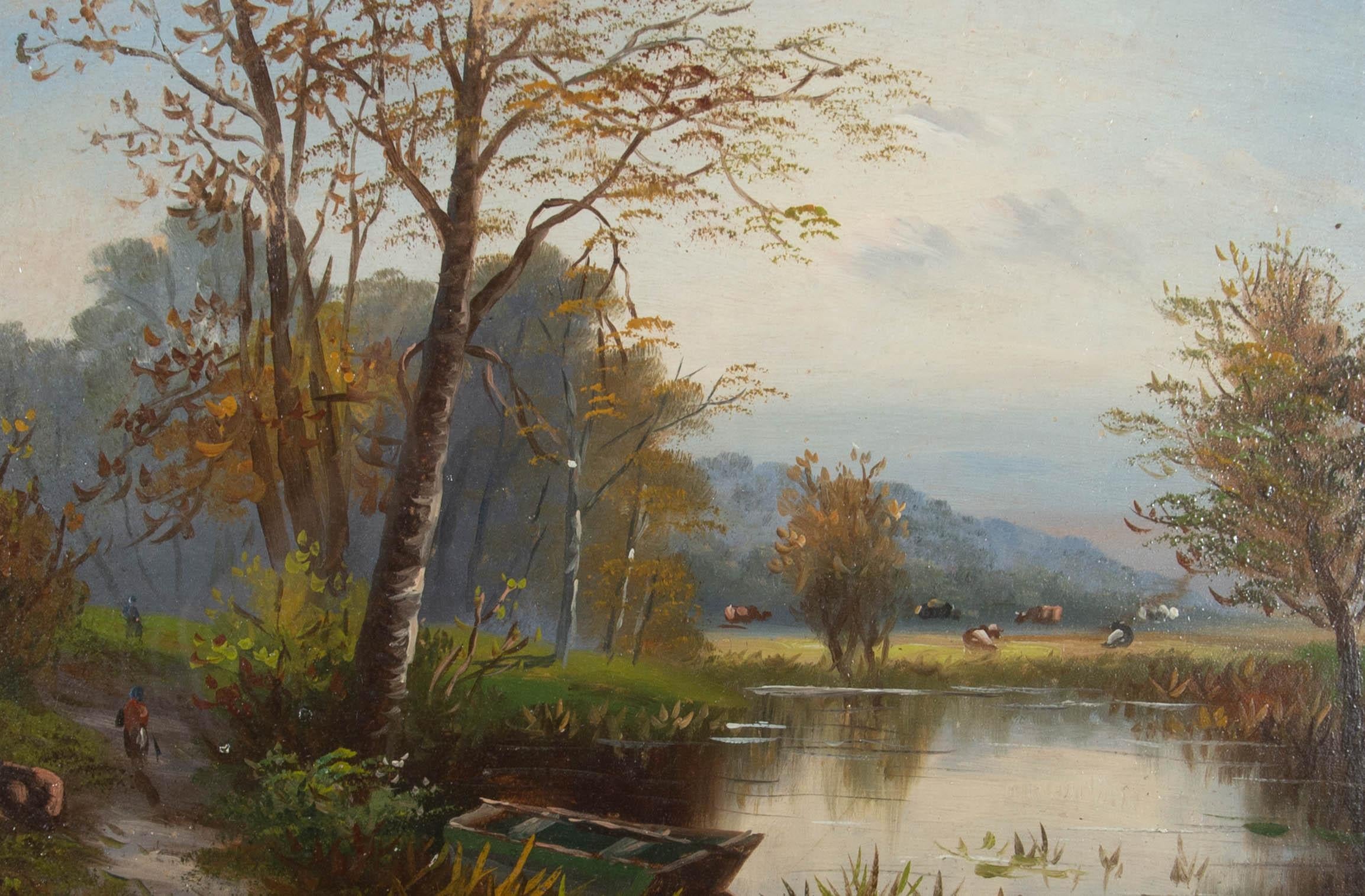 Olio dei primi del Novecento - Paesaggio fluviale - Painting di Unknown
