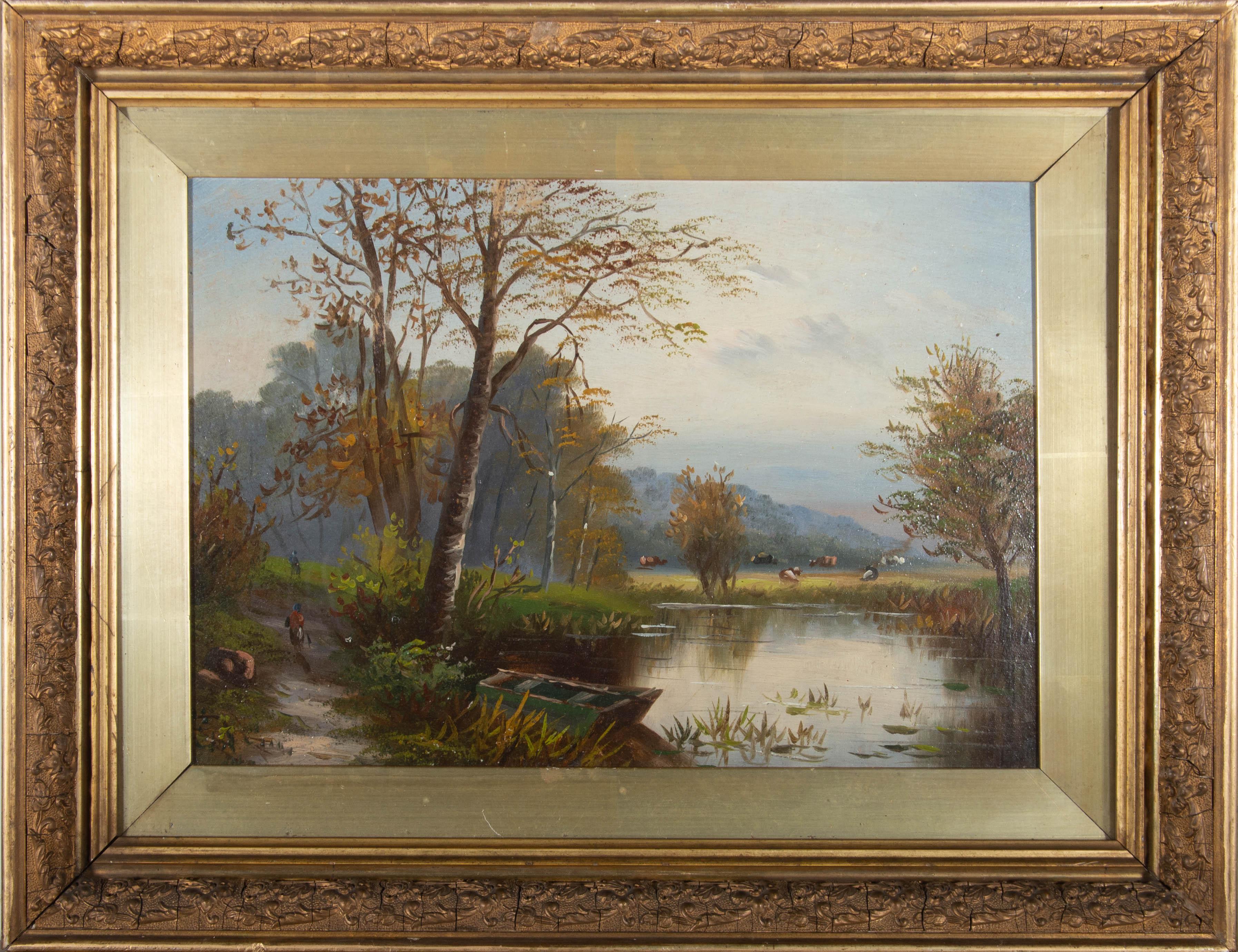 Early 20th Century Oil - River Landscape - Brown Landscape Painting by Unknown