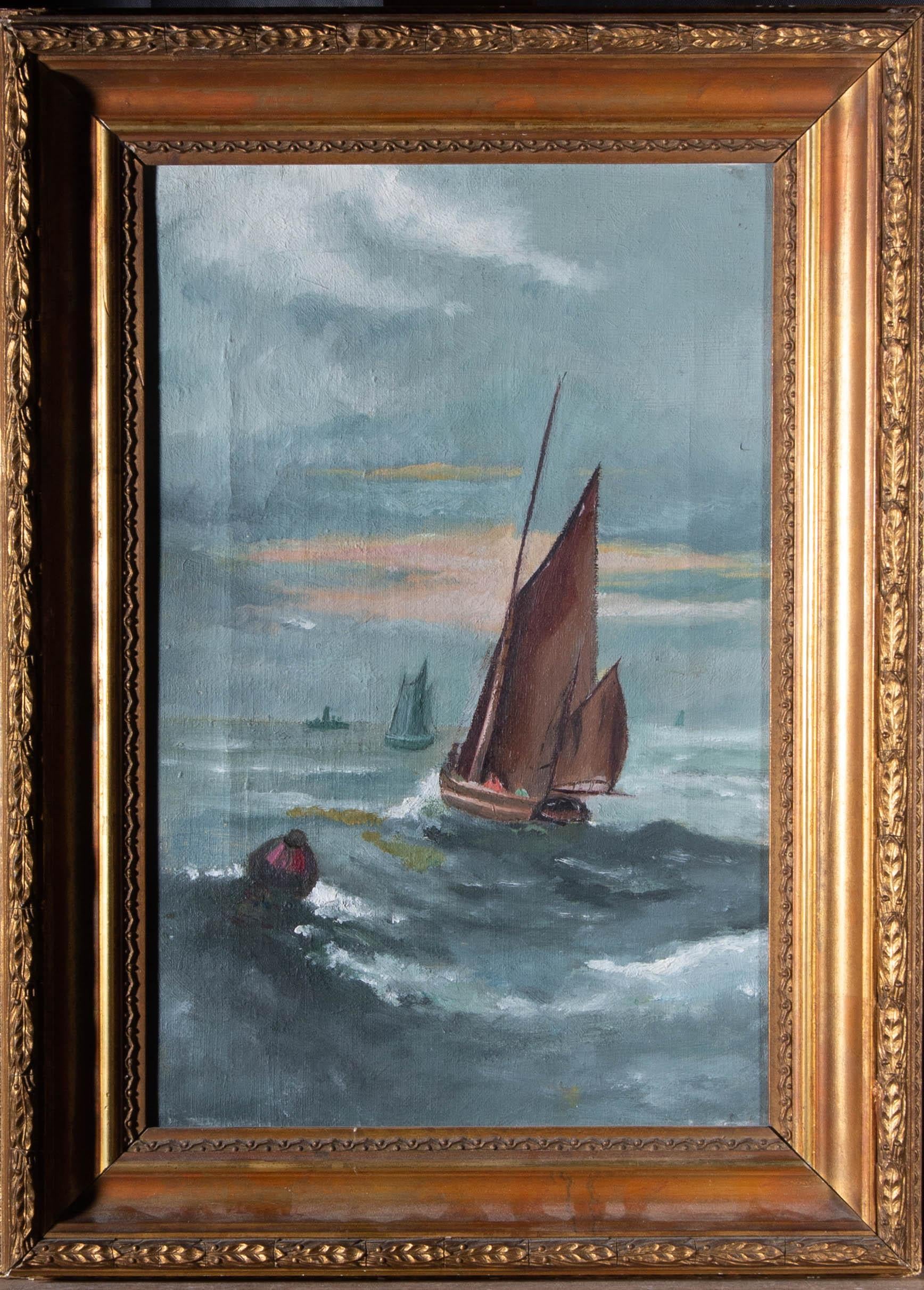 Early 20th Century Oil - Sailing Boat - Painting by Unknown