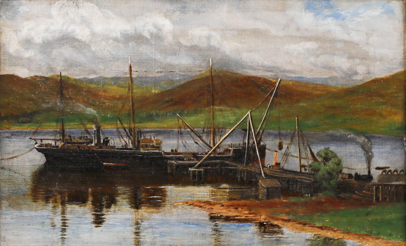 Huile du début du 20e siècle - Chantier naval dans les Highlands - Painting de Unknown
