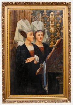 Early 20th Century Oil - Singing in The Chancel