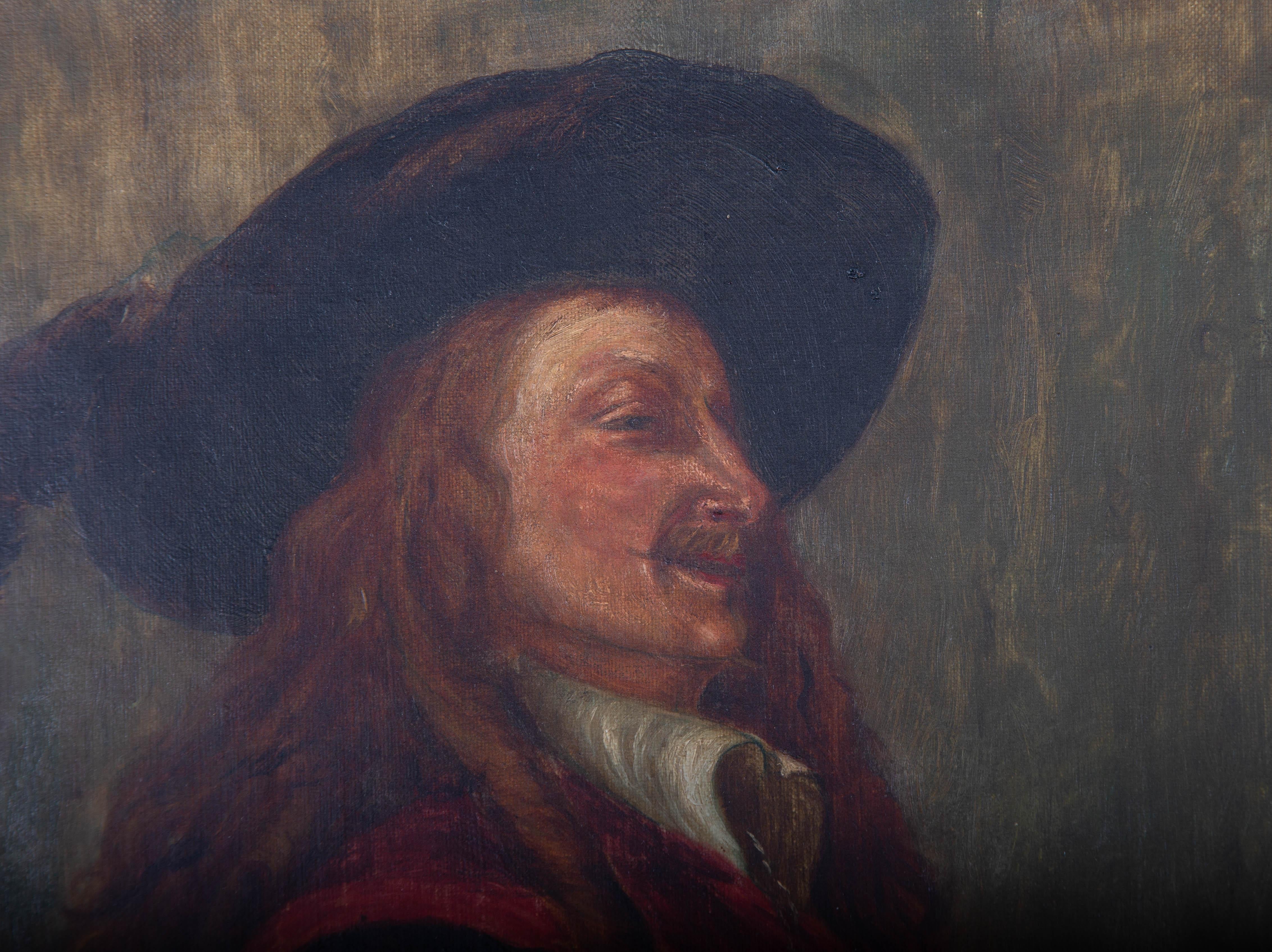Olio dei primi del Novecento - Cavalier sorridente in vendita 1