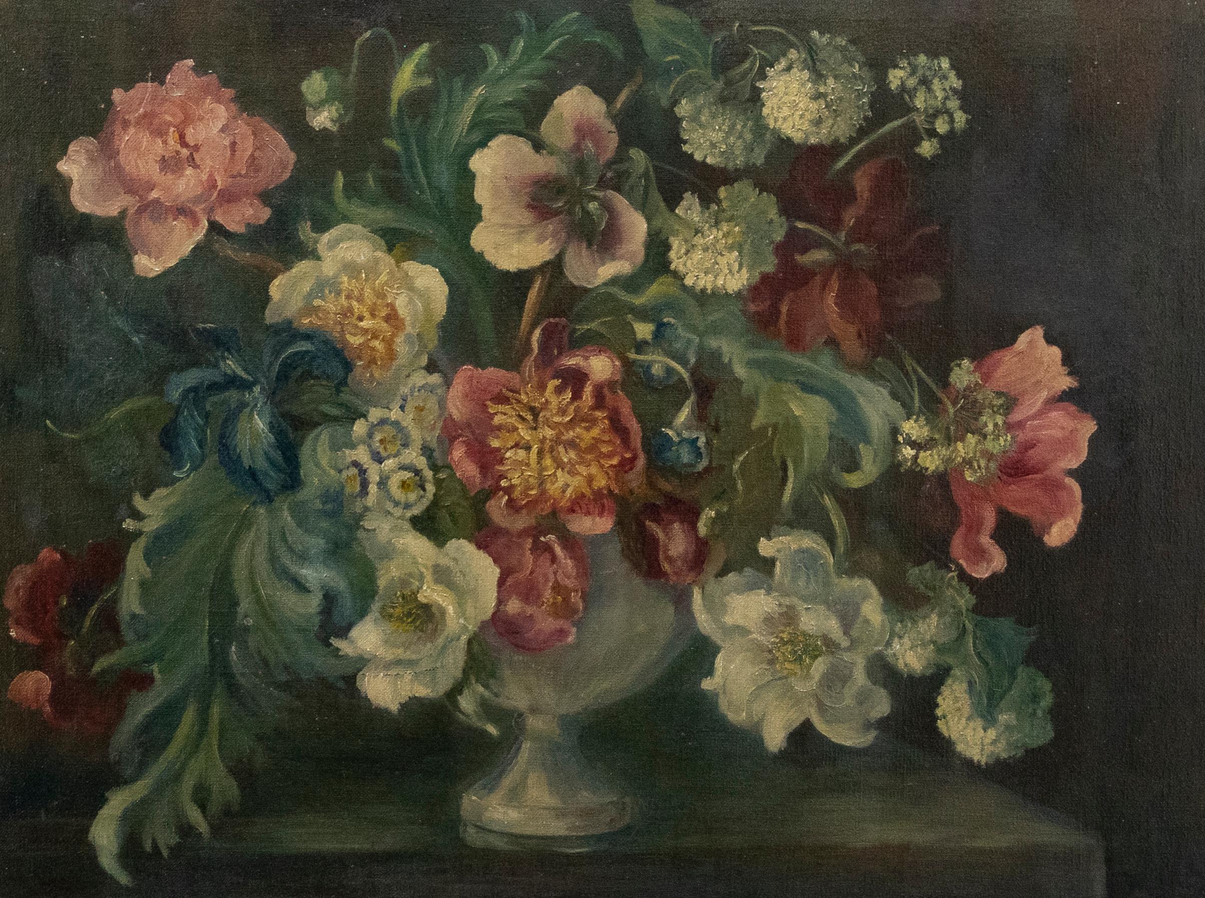 Unknown Still-Life Painting - Early 20th Century Oil - Still Life with Tulips
