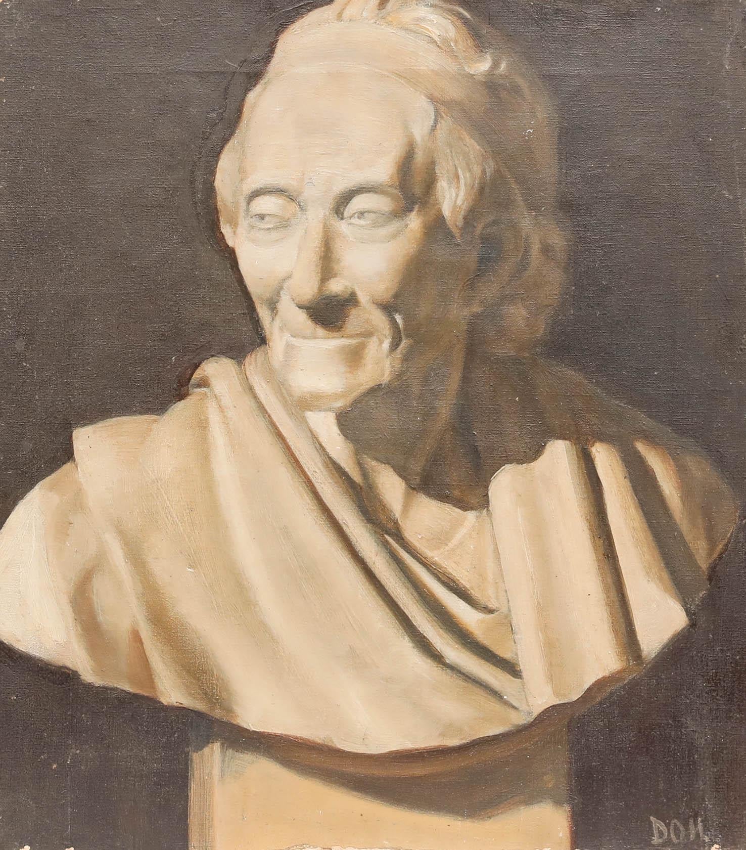Early 20th Century Oil - Study of a Marble Bust - Painting by Unknown