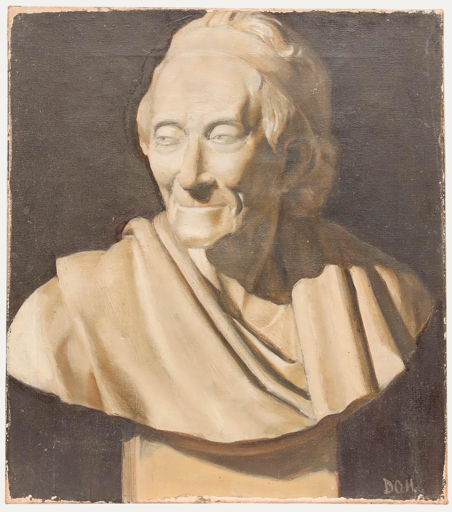 Unknown Still-Life Painting - Early 20th Century Oil - Study of a Marble Bust