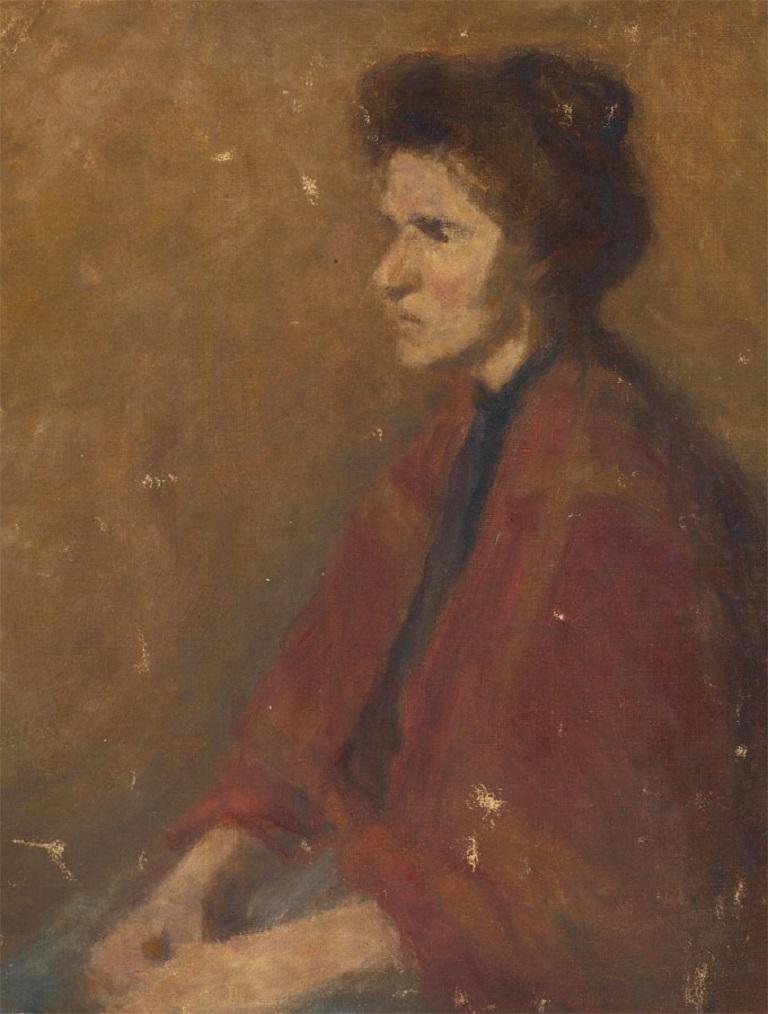 Unknown Portrait Painting – Ölgemälde des frühen 20. Jahrhunderts – Studie einer Frau