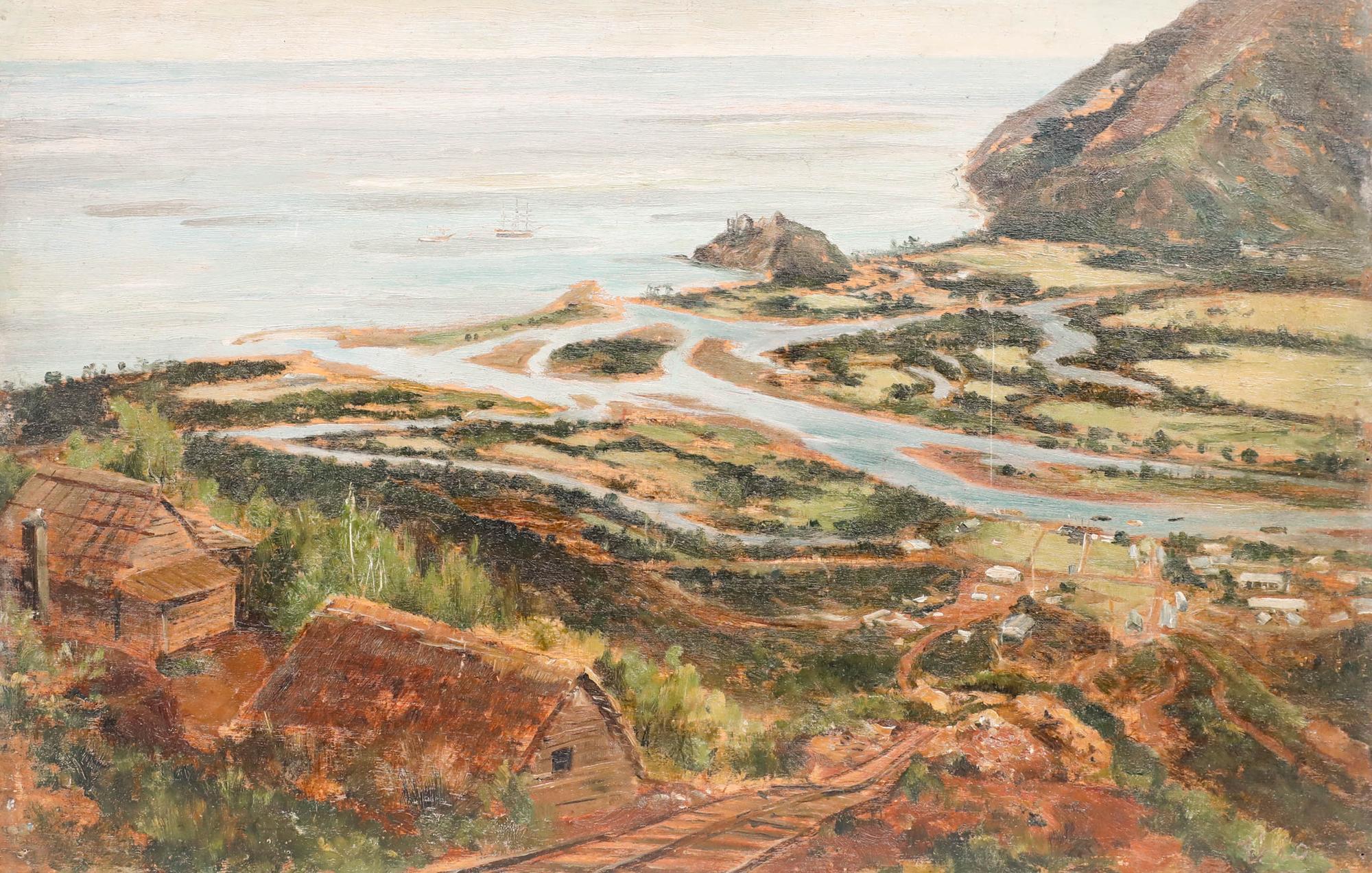 Early 20th Century Oil - The Delta from Above - Painting by Unknown