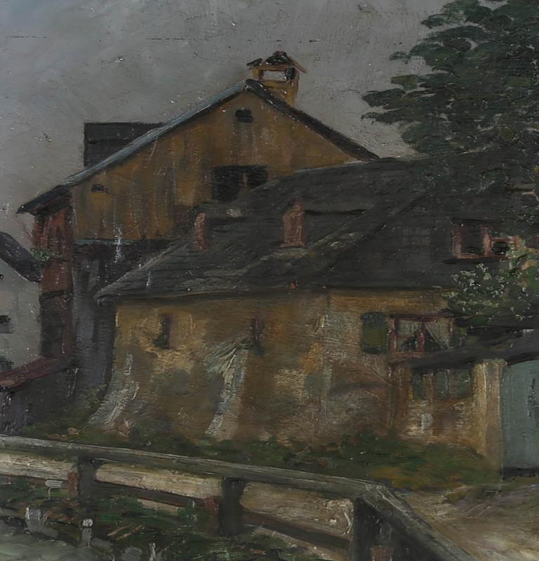 Peinture à l'huile du début du XXe siècle - The Village Street en vente 2